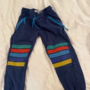 Mini Boden Navy Joggers with Multicolor Stripes